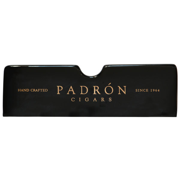 Padrón Ceramic Ashtray Side View - Black with Gold Branding